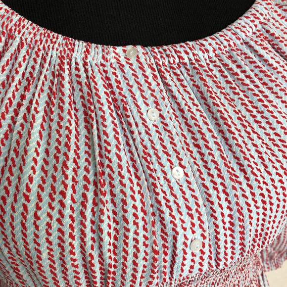 Hatch Briar sky blue red dashdot smocked waist maternity dress size 2 or Medium - Picture 8 of 16